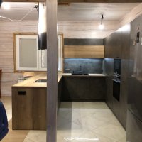 Кухня п-образная черная 6