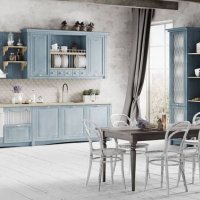 Голубая кухня в стиле прованс