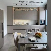 Угловая кухня с подсветкой , стиль hi-tech