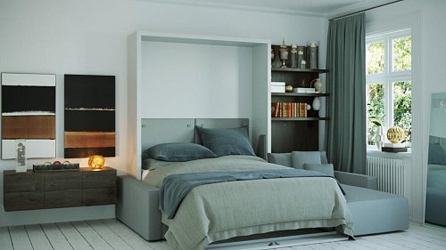 Шкаф-кровать для двоих с угловым диваном  41