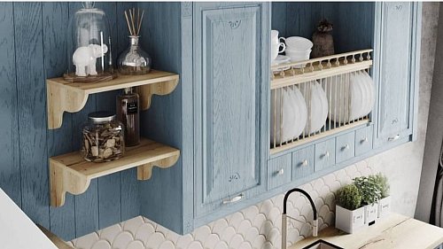 Голубая кухня в стиле прованс